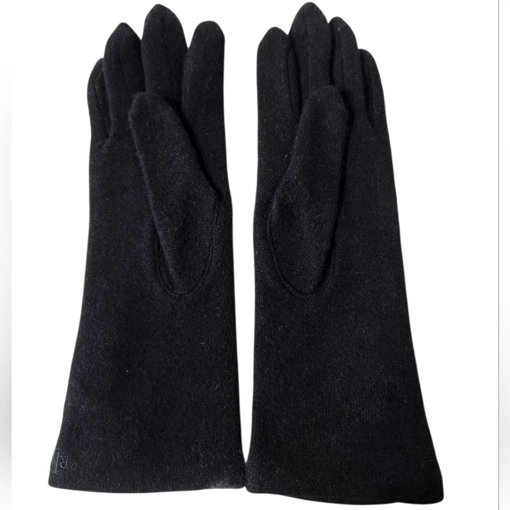 Lauren Ralph Lauren Wool & Cashmere Gloves with Button Detail Black Size Small